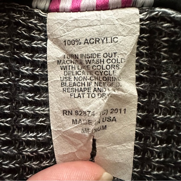 VTG crop sweater top grey red purple black Y2K made in USA scoop neck M - Picture 9 of 13